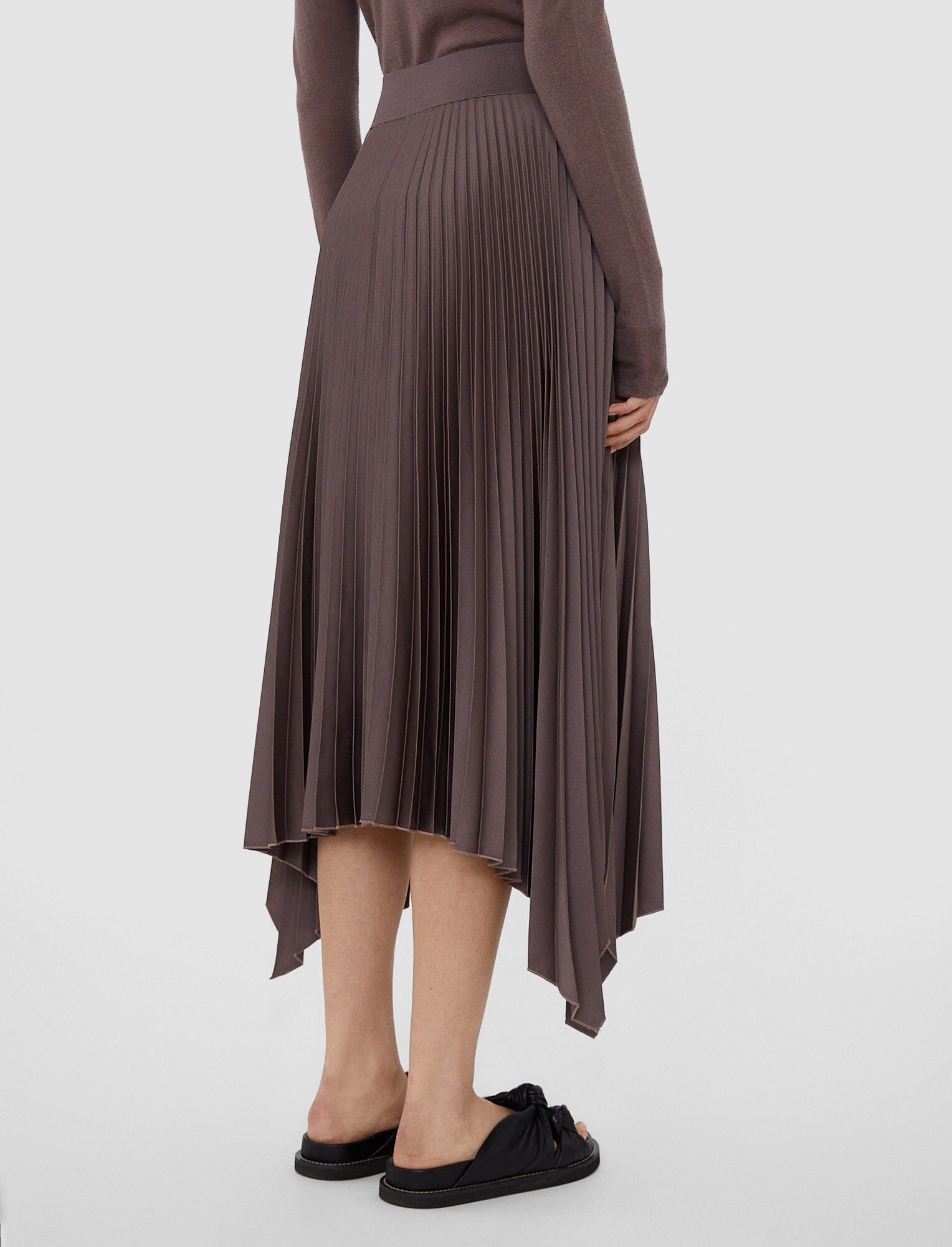 Joseph, Knit Weave Plisse Ade Skirt – Shorter Length, in Truffle